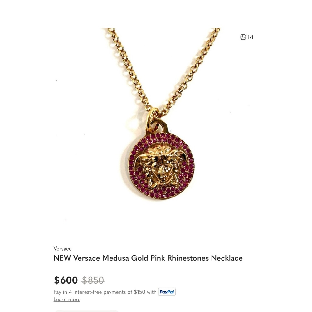 Versace Gold Necklace with Pink Accents